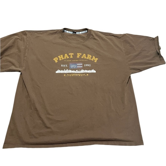 90s 2000s Phat Farm Brown Graphic Tee Size 3XL Streetwear Big and Tall Skater - Picture 1 of 7